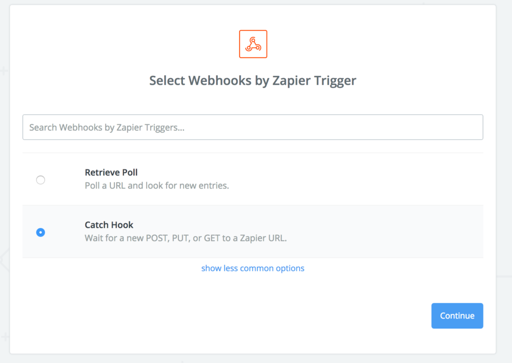 Zapier webhooks trigger