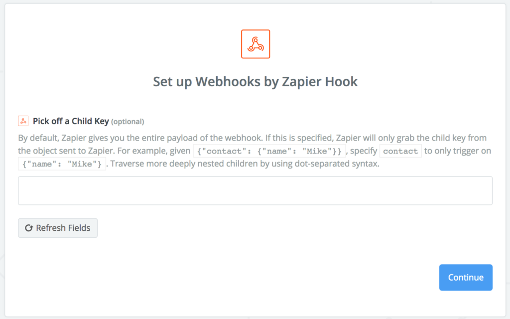 Zapier child key webhook - compass wave